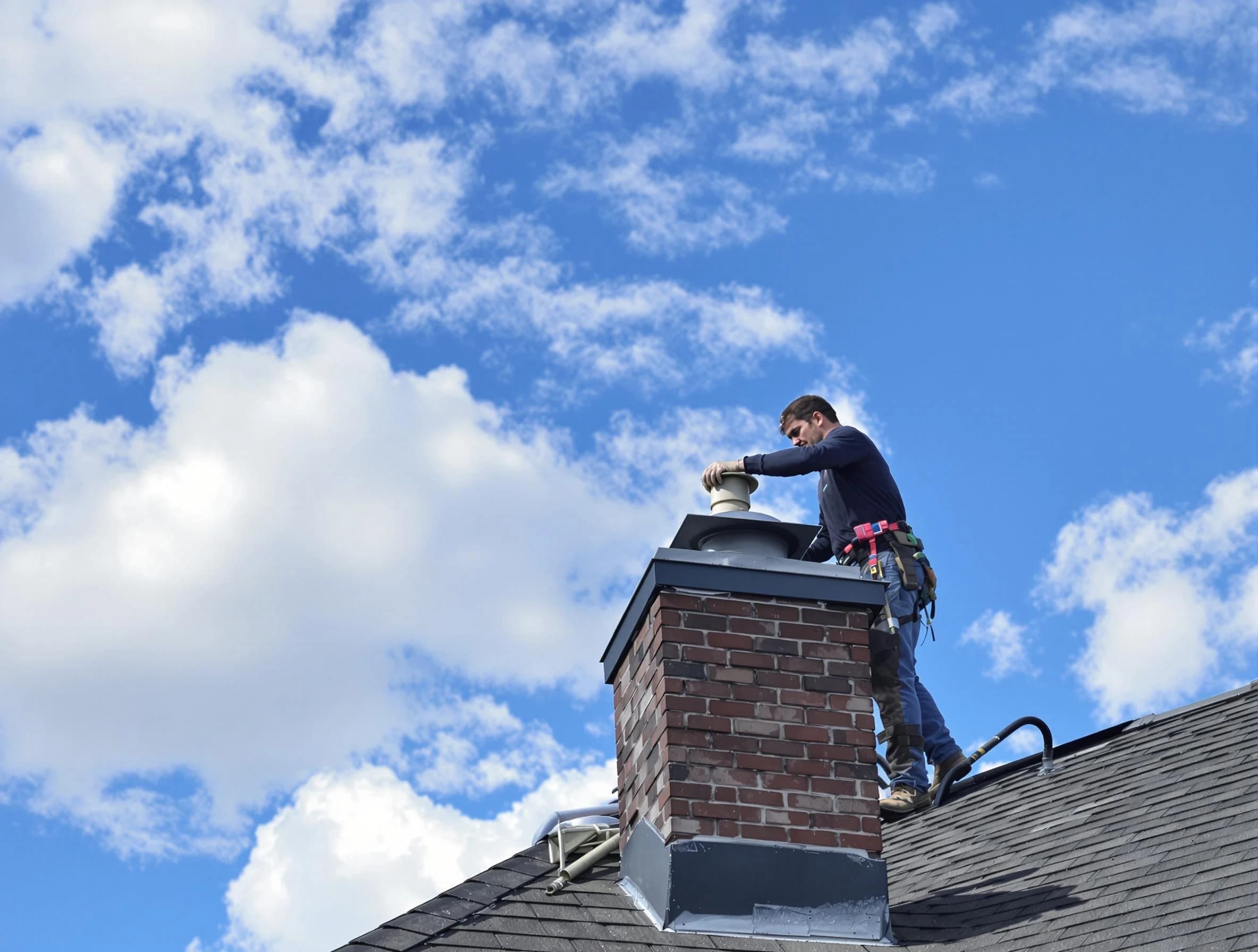 Union Chimney Sweep installing a sturdy chimney cap in Union, NJ