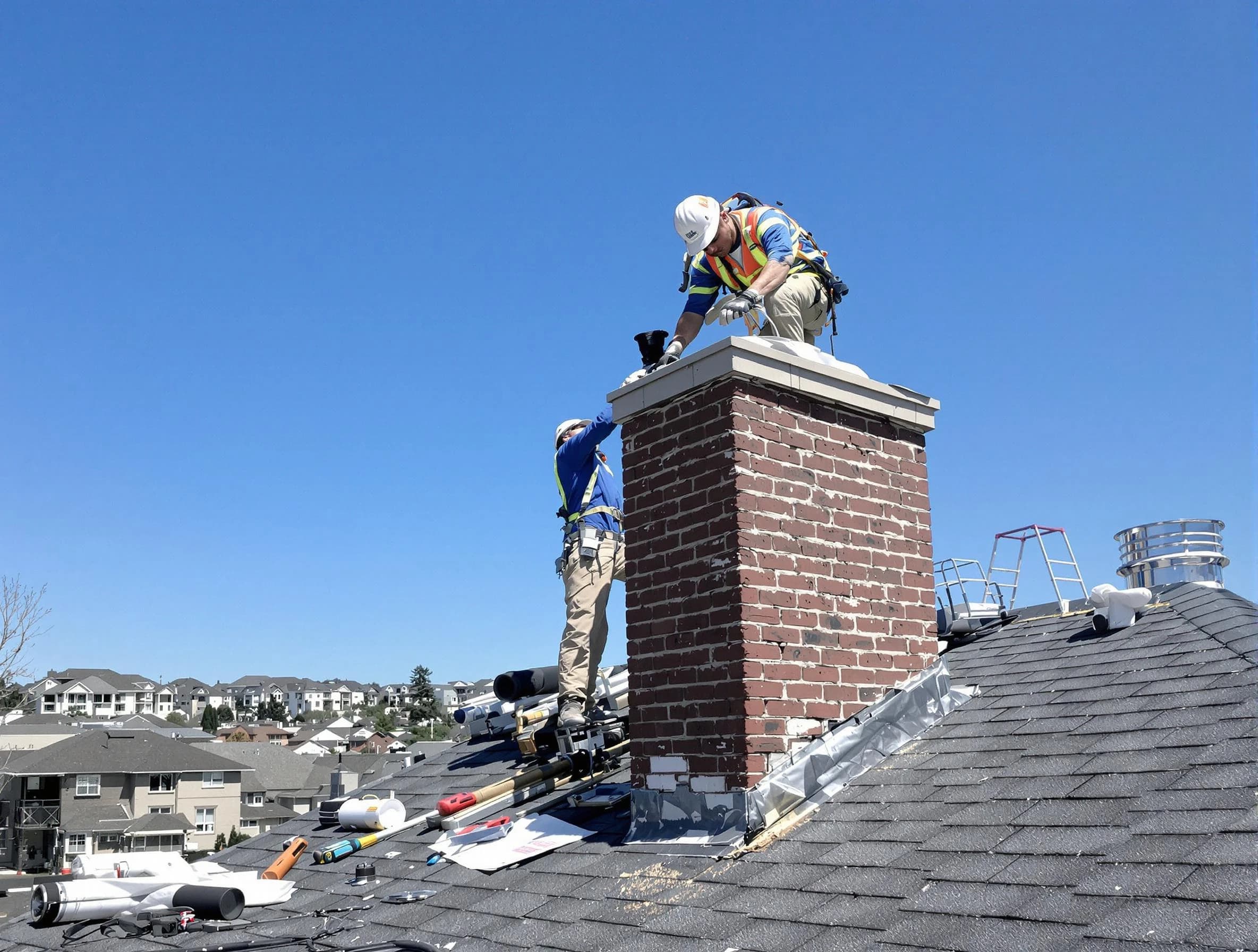 Union Chimney Sweep repairing a chimney crown in Union, NJ