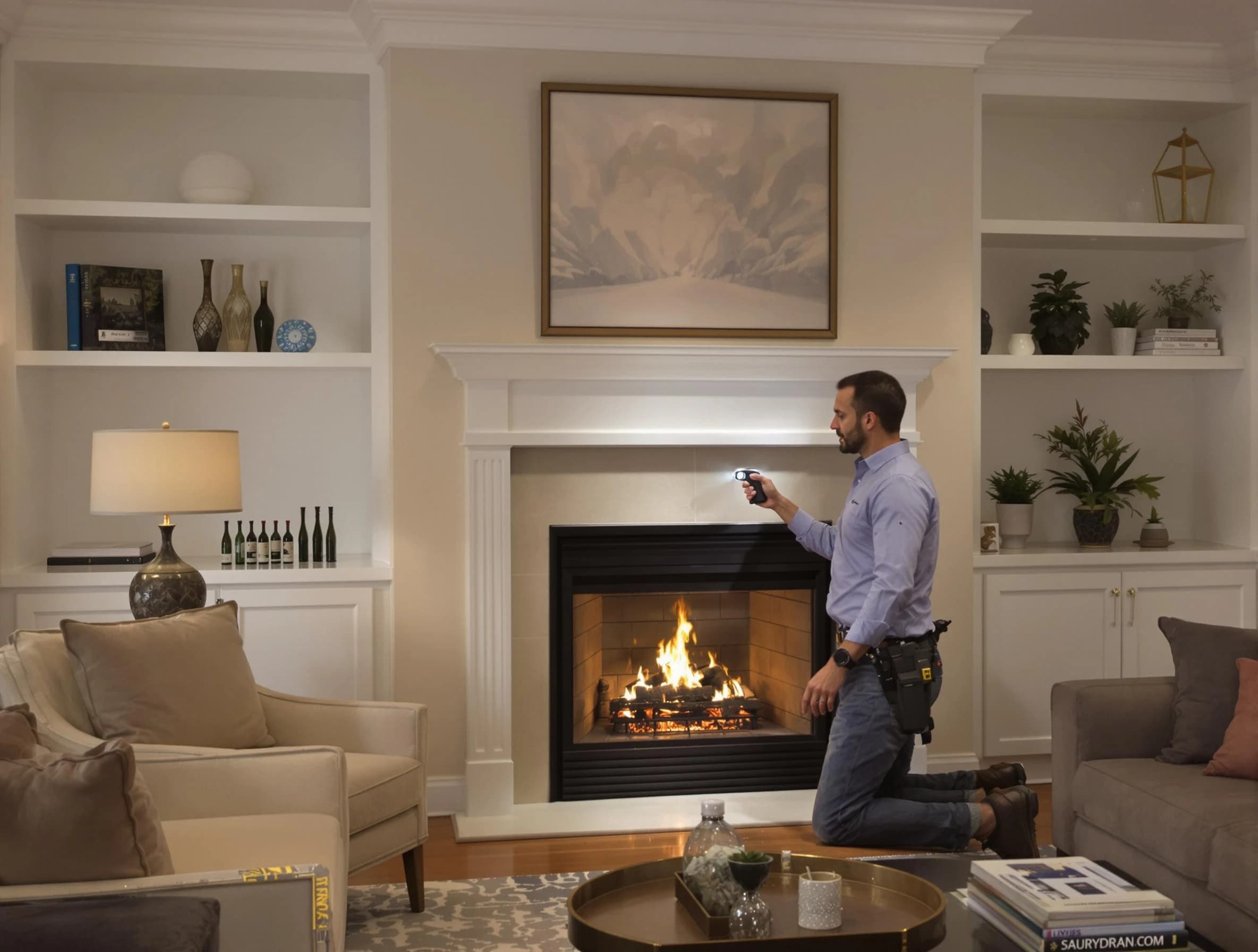 Union Chimney Sweep conducting a fireplace safety inspection in Union, NJ