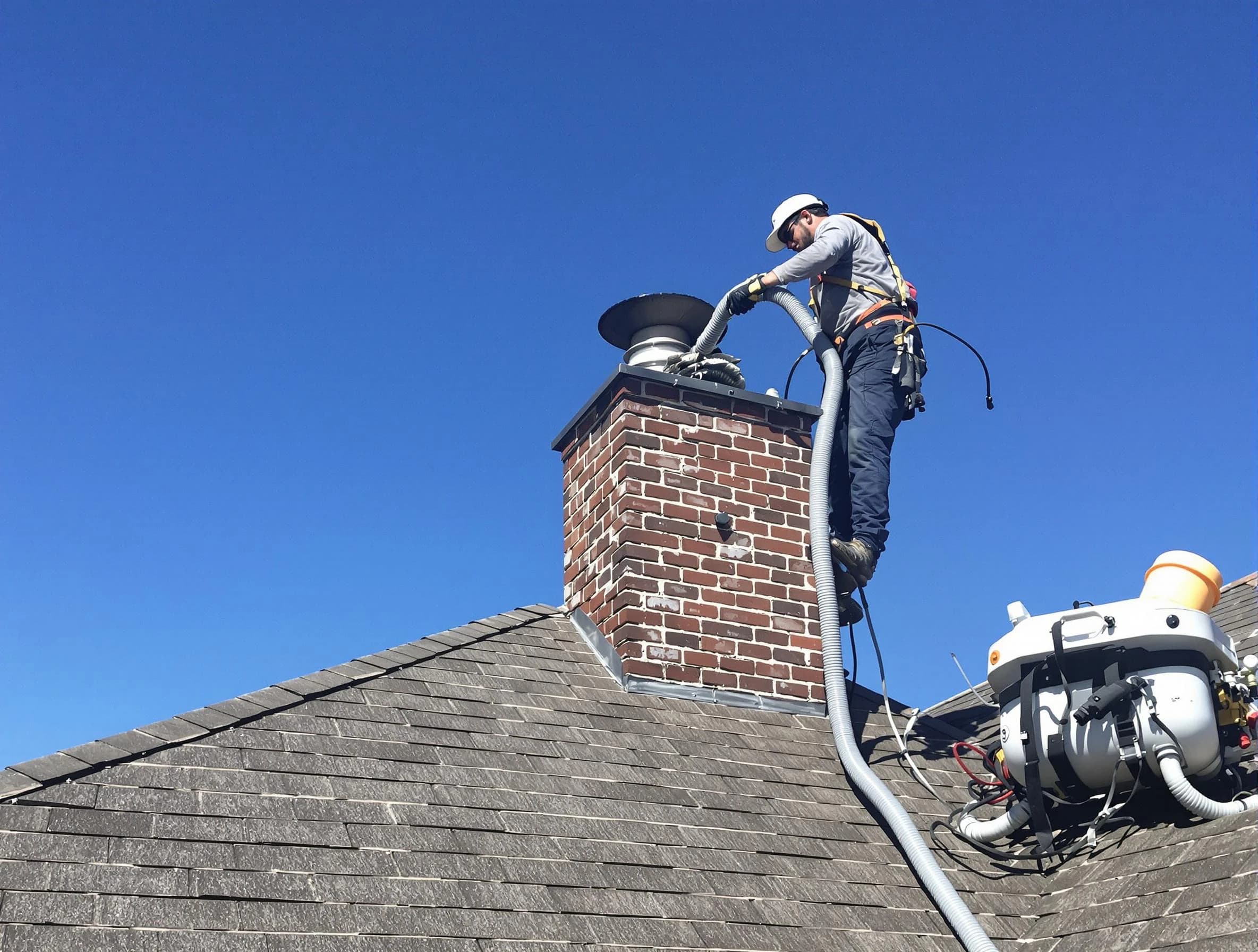 Dedicated Union Chimney Sweep team member cleaning a chimney in Union, NJ