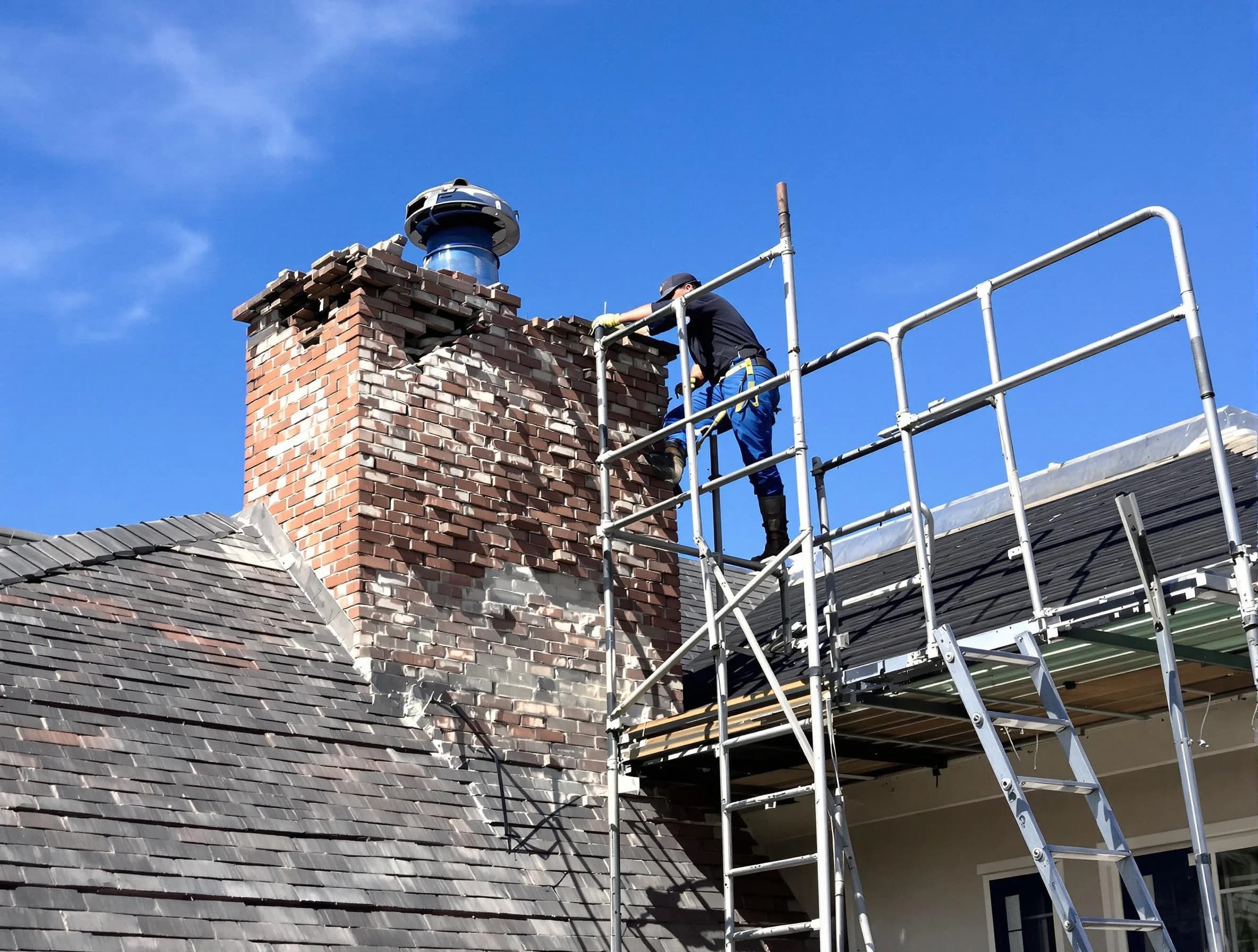 Rebuilding a chimney structure by Union Chimney Sweep in Union, NJ