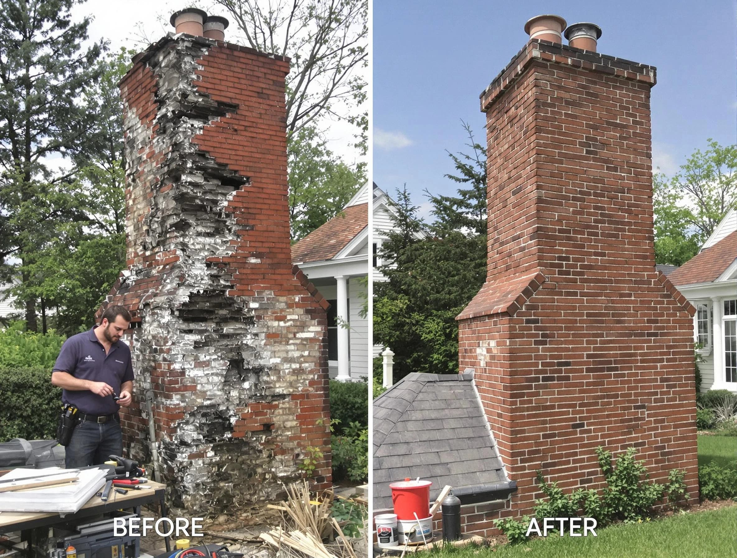 Union Chimney Sweep performing a full chimney restoration in Union, NJ