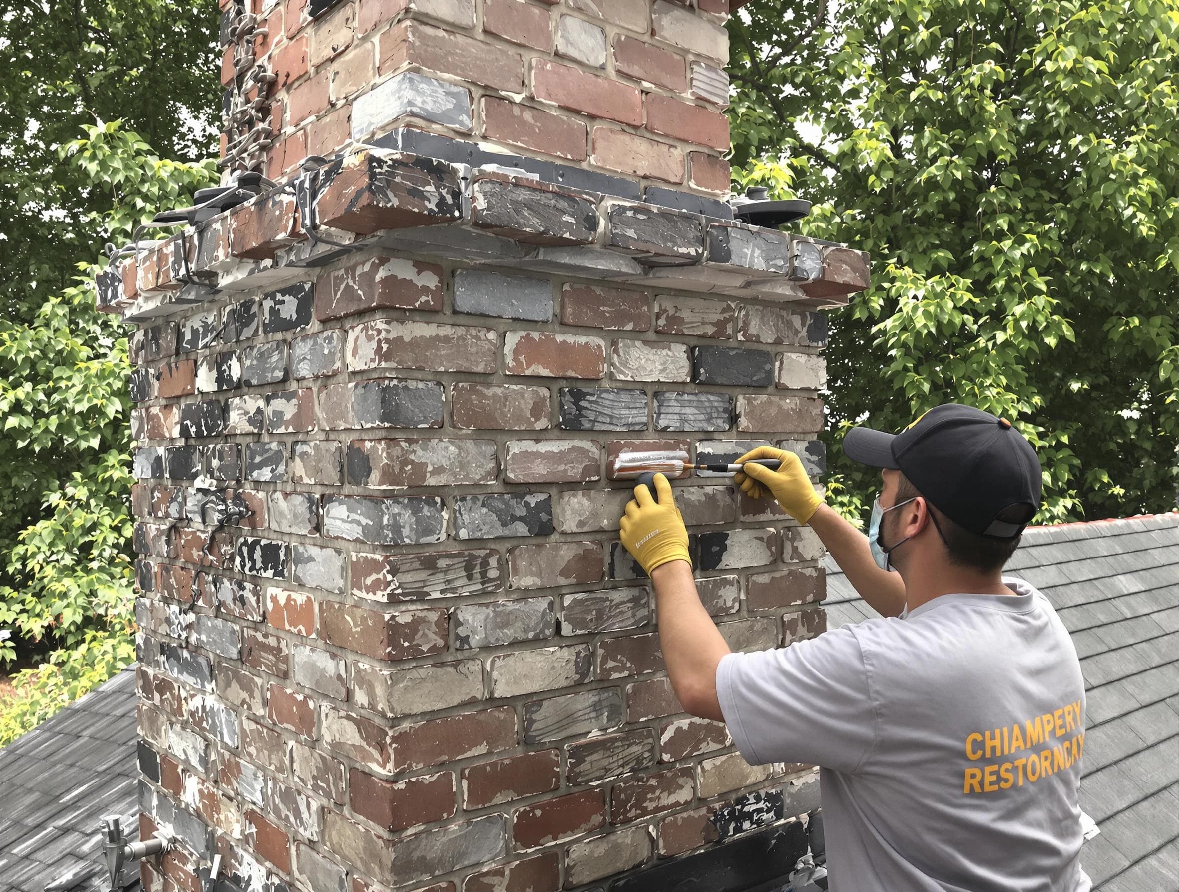 In-progress chimney restoration by Union Chimney Sweep in Union, NJ