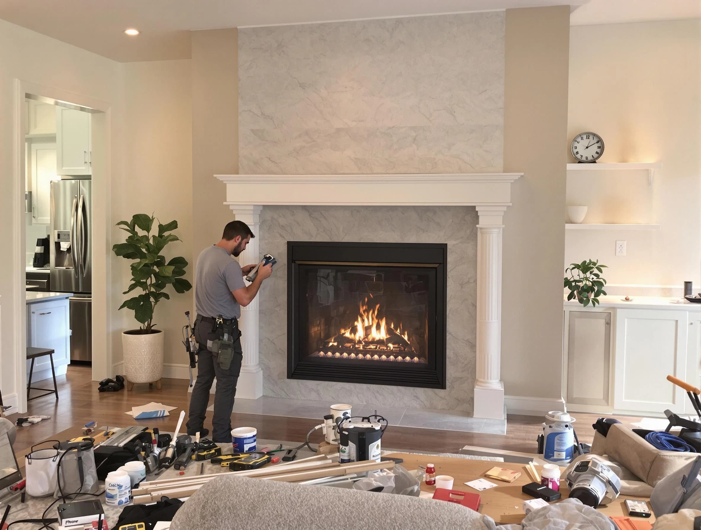 Newly installed fireplace by Union Chimney Sweep in Union, NJ