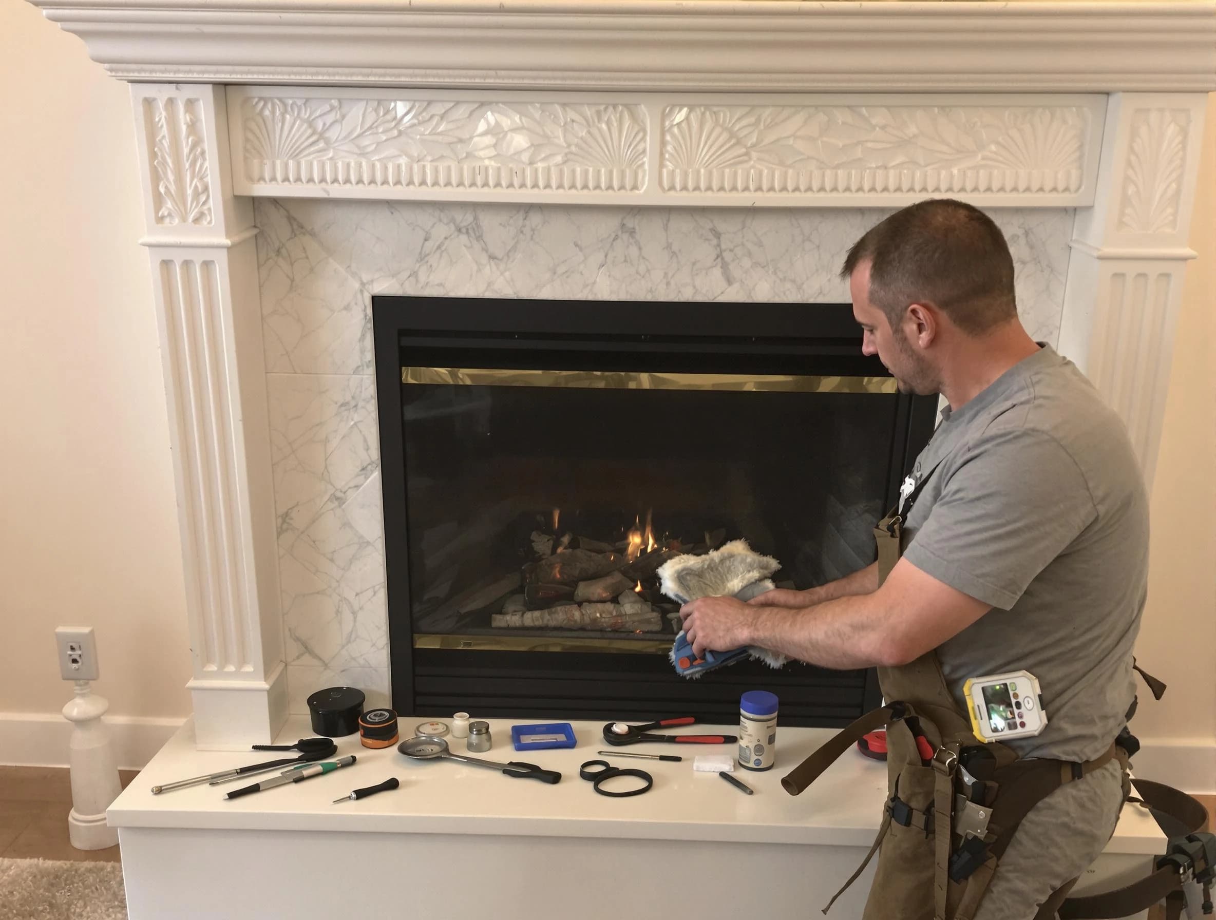 Union Chimney Sweep performing fireplace maintenance in Union, NJ