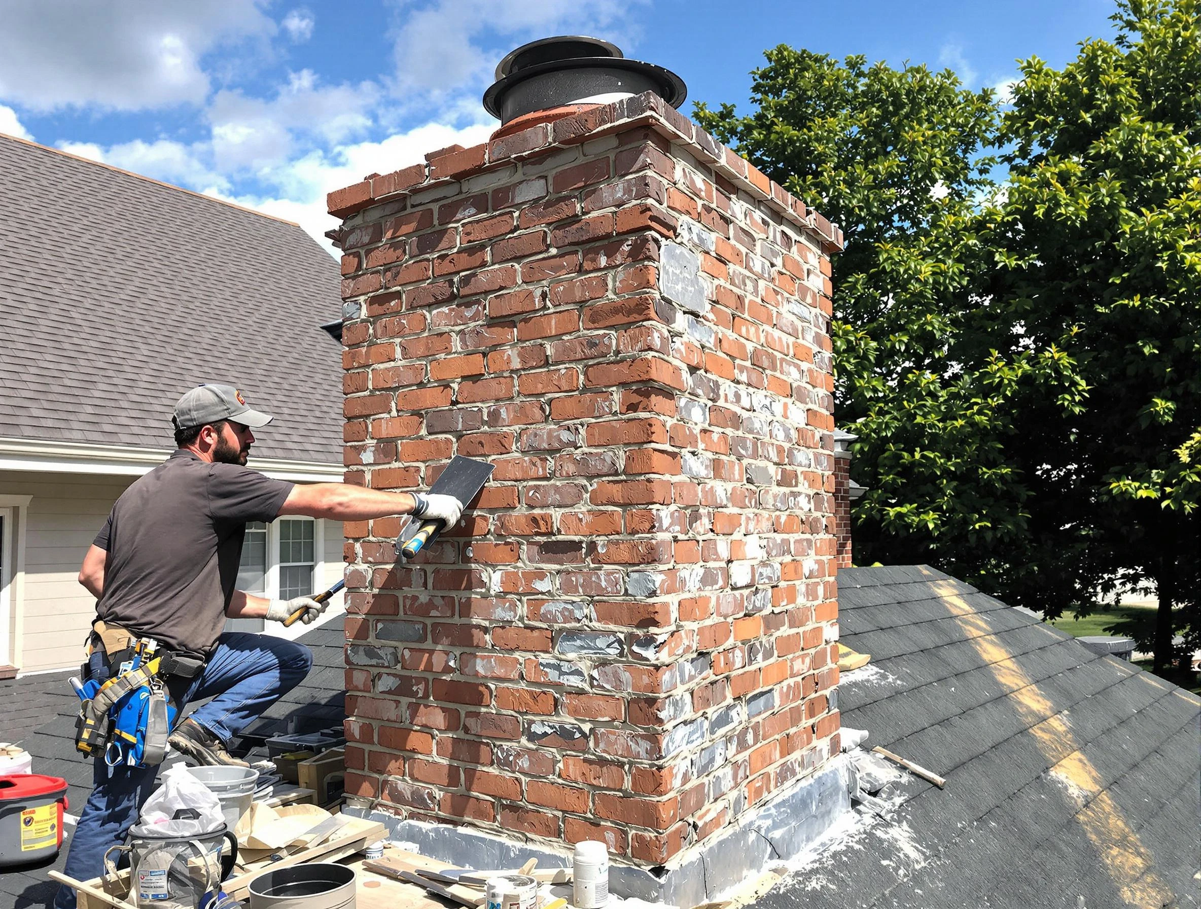 Completed chimney rebuild by Union Chimney Sweep in Union, NJ