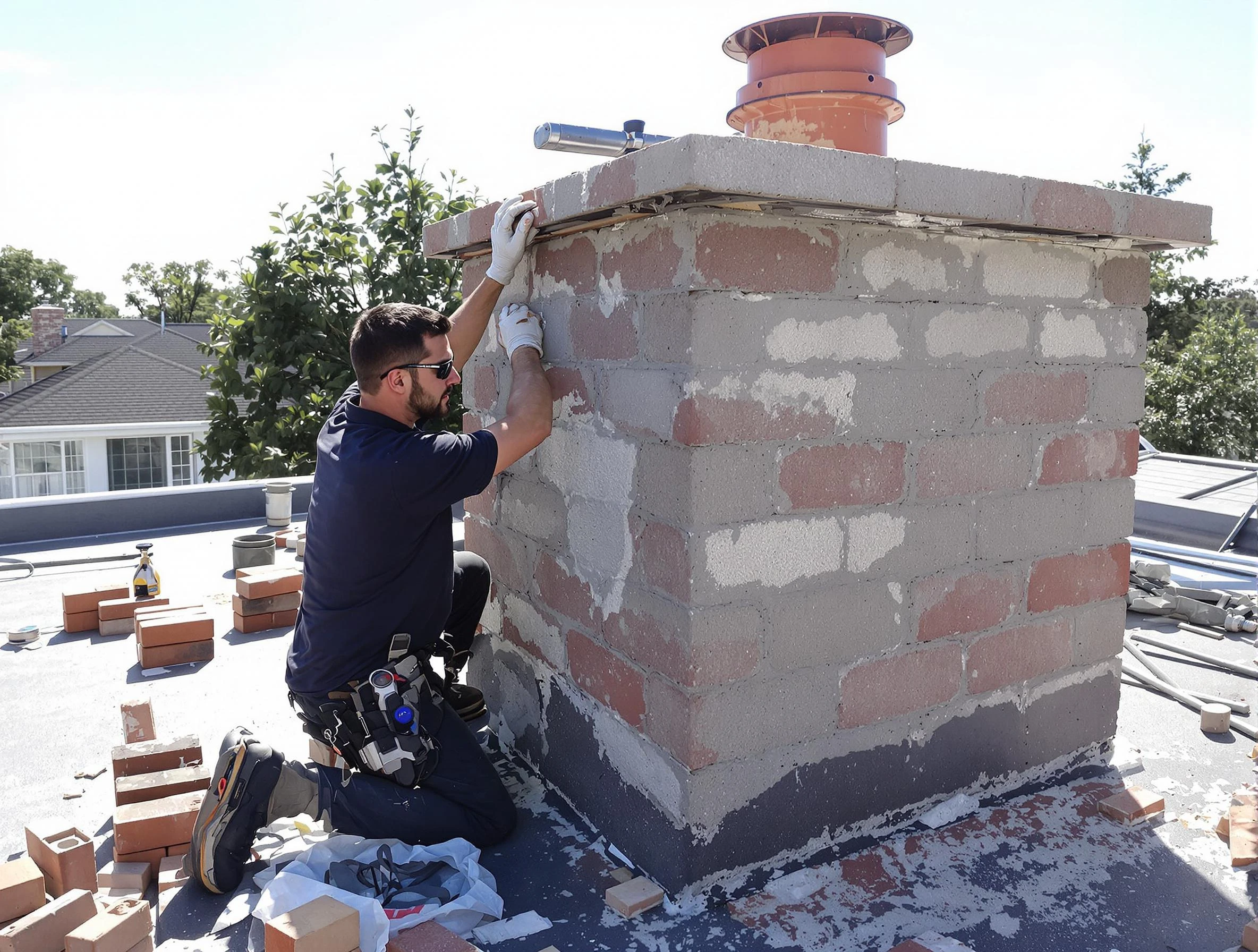 Advanced chimney repair process by Union Chimney Sweep in Union, NJ